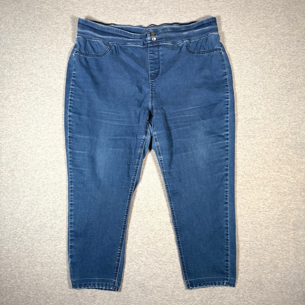 Terra & Sky Womens 2X 20W-22W Dark Wash Pull On Jegging Cropped Denim Pants